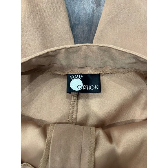 First Option Womens Camel Brown High Waisted Flat Front Trousers Pants Sz 8 - Picture 5 of 8